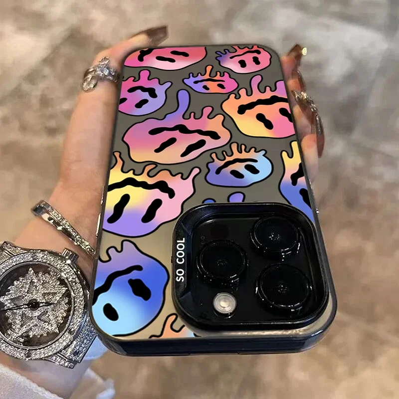 Für iPhone 11 12 13 14 15 16 Pro Max Ghost Face Graffiti Galvanisieren Silber IMD Telefon Abdeckung