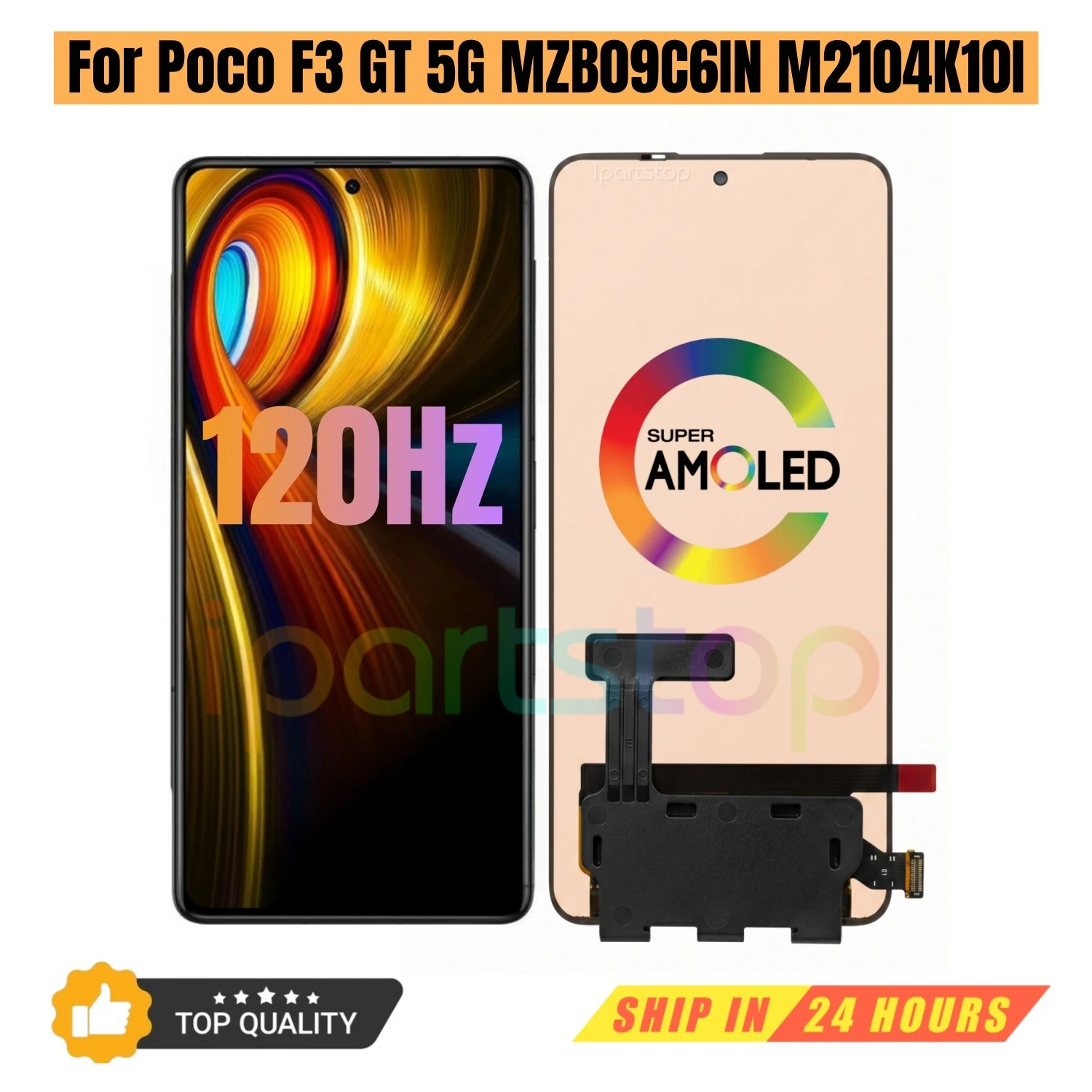 iParts Replacement New Display for Xiaomi Poco F3 GT 5G MZB09C6IN M2104K10I 120Hz AMOLED Touch Screen Digitizer Assembly OEM