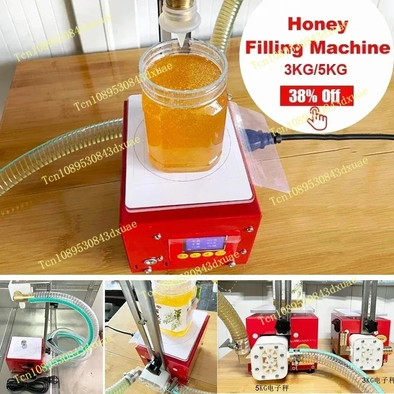 5KG Smart Honey Filling Machine 2022 New Commercial Gear Pump Driving Input Honey Liquid Automatic Max Filler Food Processor