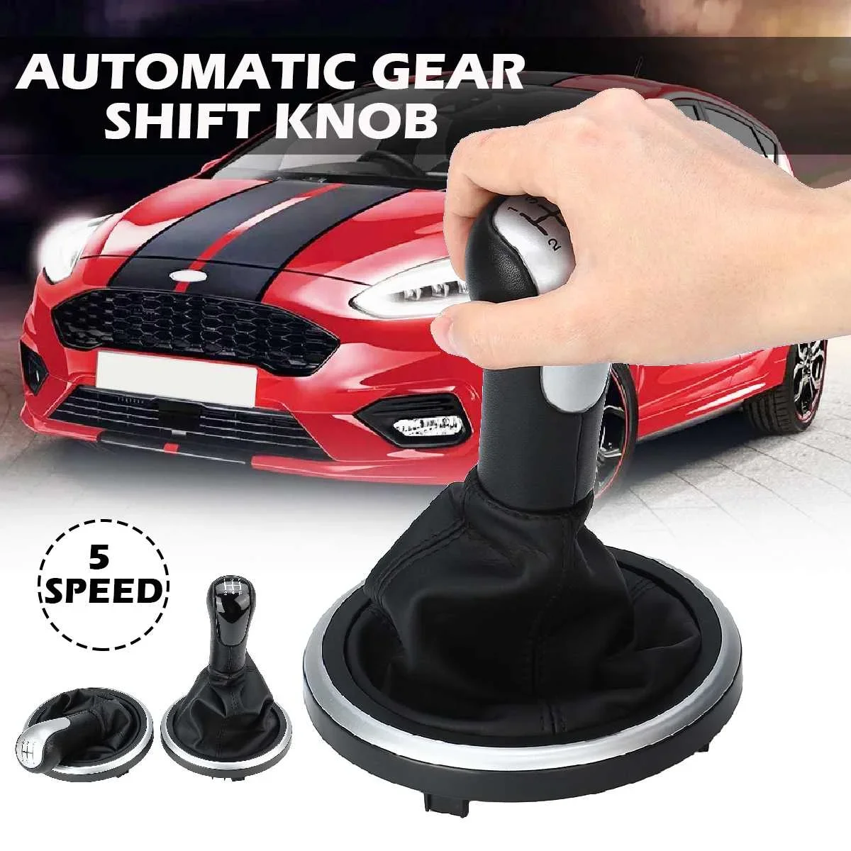 Car Shift Gear Knob Lever Gaitor Boot Cover Stick Shifter 5/6 Speed for Ford for Fiesta for Fusion for Transit Connect 2002 +