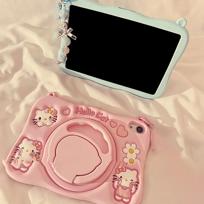 Cartoon Sanrio Hello Kitty IPad Case Cute Anime Cloud Rotate Ipad10 10.2 Inch Silica Gel Anti Bending Air5 Protective Shell Gift