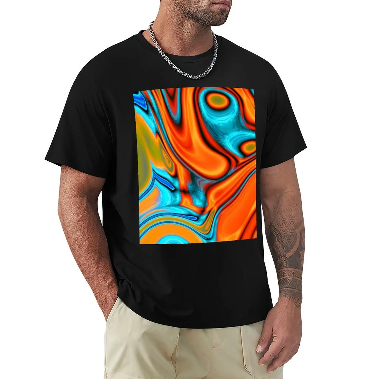 vivid modern Southwest hipster turquoise orange swirls T-Shirt Quick Dry Outdoor Sports T-Shirt