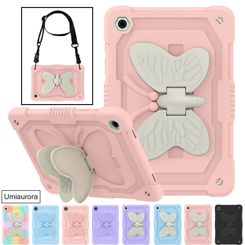 Heavy Duty Case For Samsung Galaxy Tab A9 Plus 11 inch SM-X210 SM-X110 A7 Lite 8.7 SM-T220 A8 SM-X200 Kids Butterfly Stand Cover