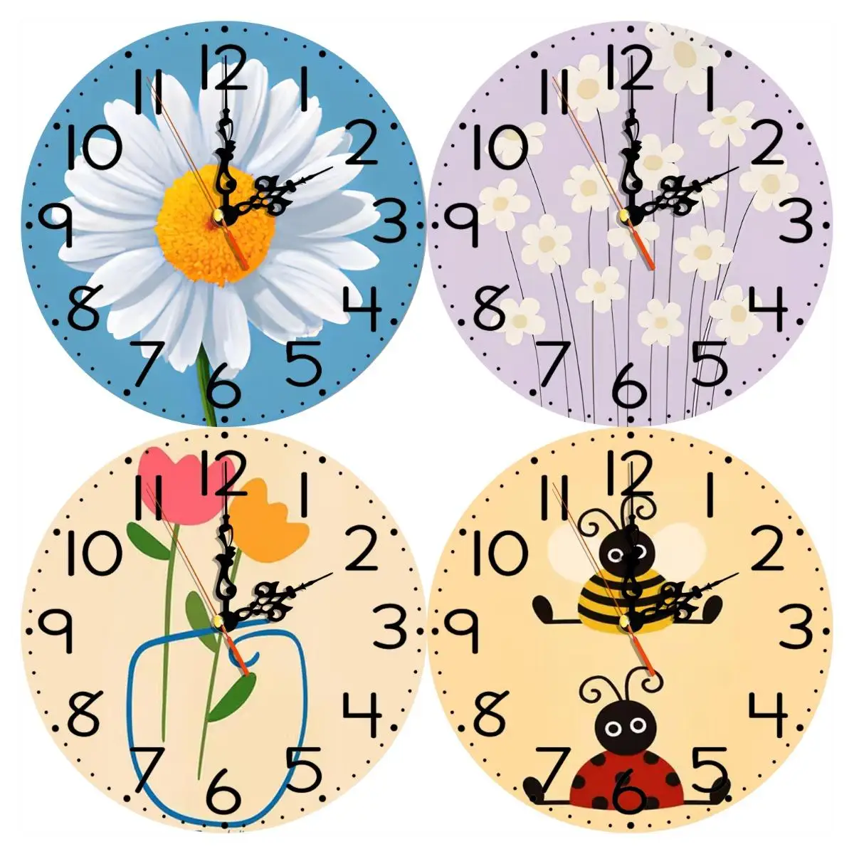 Silent Wooden Round Wall Clock, Non-Ticking Decor Wall Watch for Home Bedroom Living Room, AA Battery Not Included