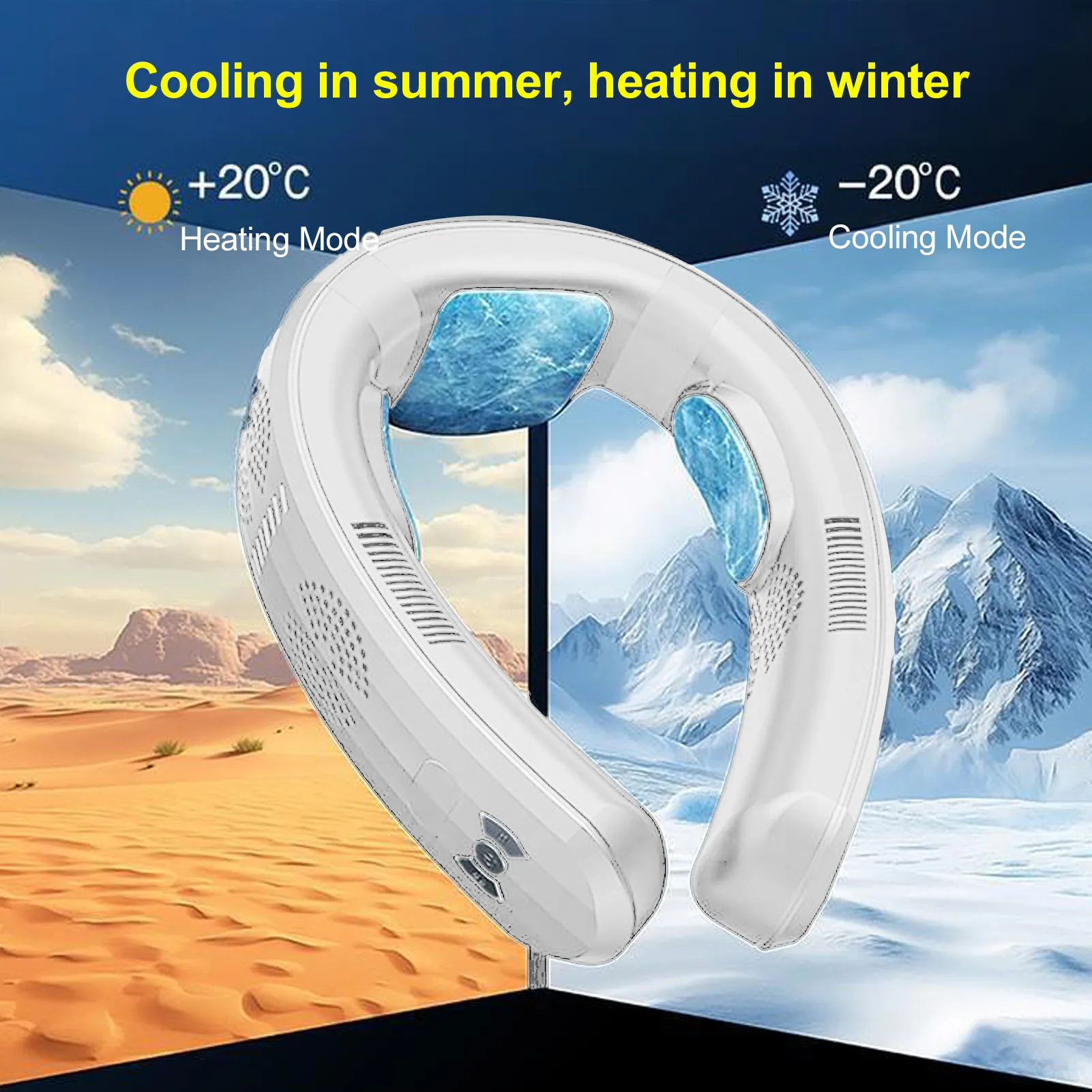 Semiconductor Dual Use Cooling & Heating Portable Neck Fan, 3 Speeds Quiet Battery Operated Fan for Camping
