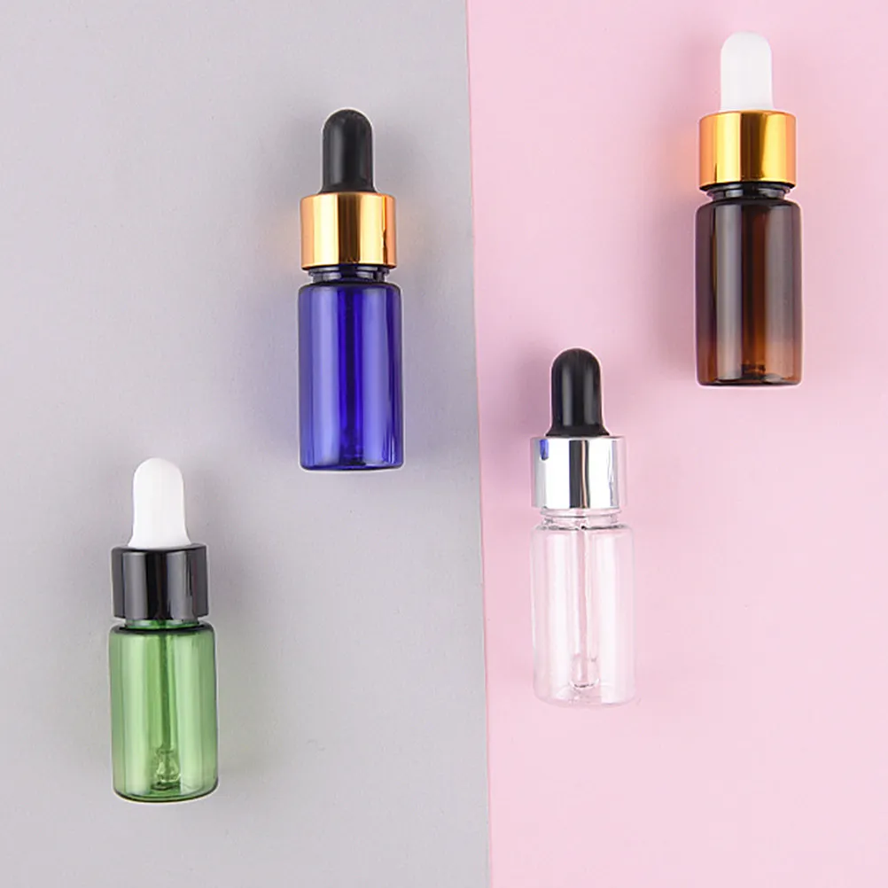 4Pcs Plastic Essential Oil Dropper Bottles Travel Small Perfume Containers Empty Reusable Leakproof Essential Oil Bottles Empty
