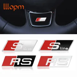 Auto 3d aluminium sline rs logo auto lenkrad aufkleber zubehör für audi s linie a3 a4 a5 a6 a7 a8 q3 q5 rs3 rs4 rs5 s3 s4 s