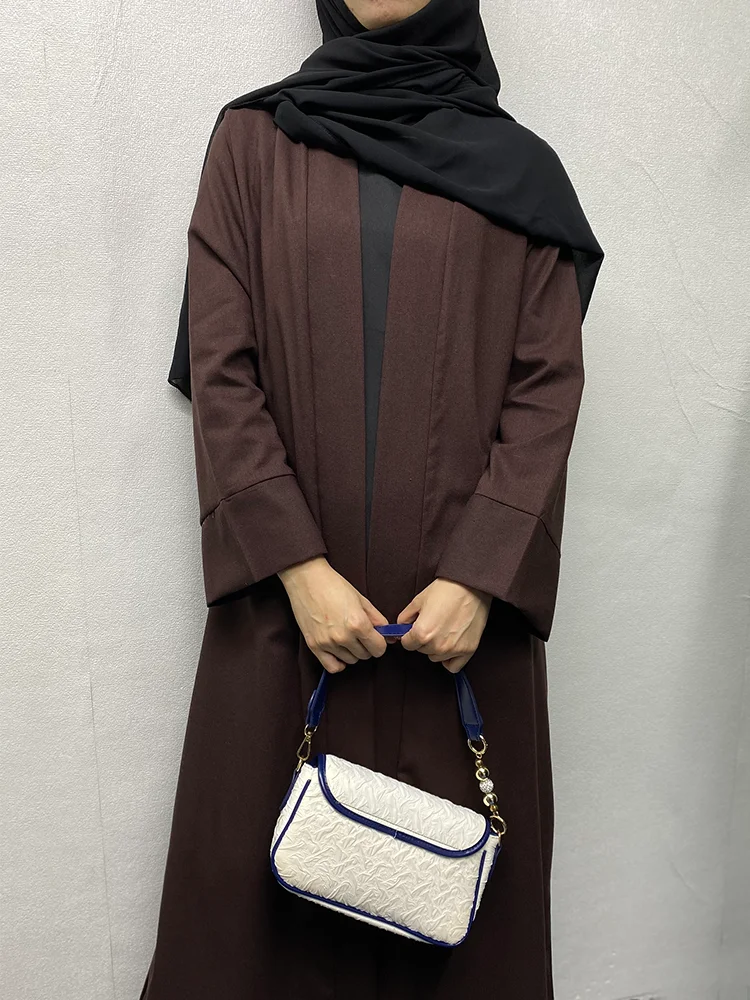 Conjunto de Abaya abierta para mujer, ropa islámica informal de Dubái, Abayas de lino lisas para mujer, cárdigan Kimono, Eid 2024