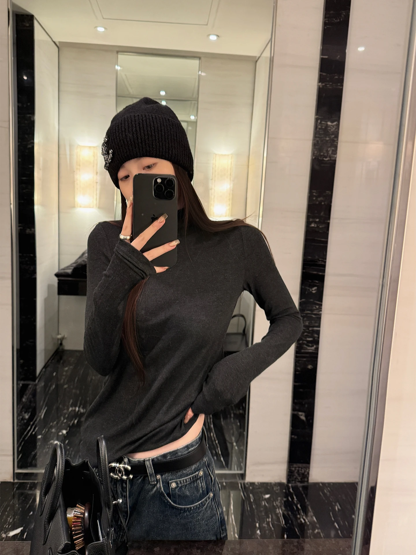 

Женская футболка Yaya op из шерсти и лиоцелла, повседневная, с длинным рукавом, приталенная, с узором и многослойным дизайном