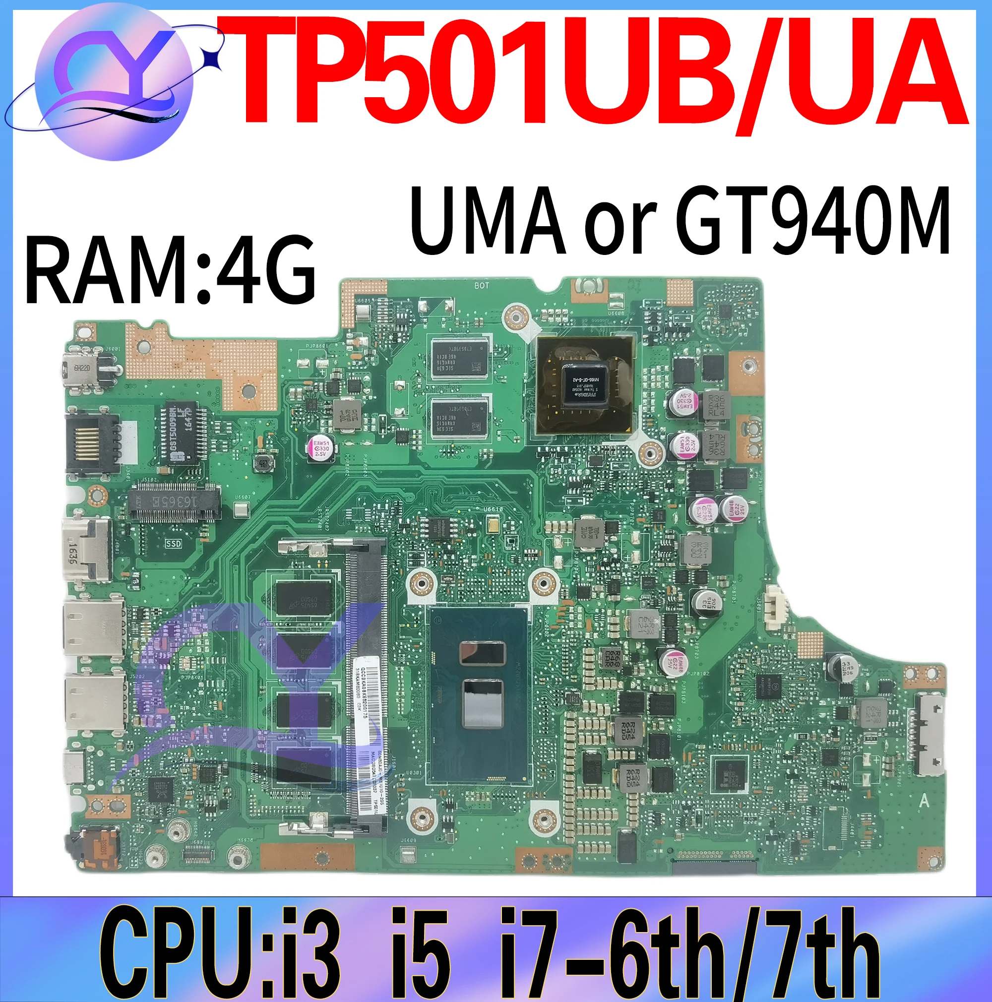 placa mae portatil para asus tp501u tp501uq tp501uqk tp501ua notebook mainboard i3 i5 i7 4gb de ram uma gt940m 100 de trabalho 01