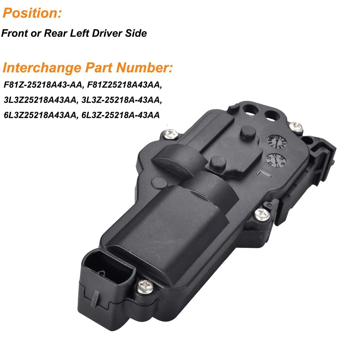 Atuador esquerdo da fechadura da porta do poder do lado do motorista, F150, F250, F350, F450, F550, expedição, excursão, Mustang, 6L3Z25218A43AA