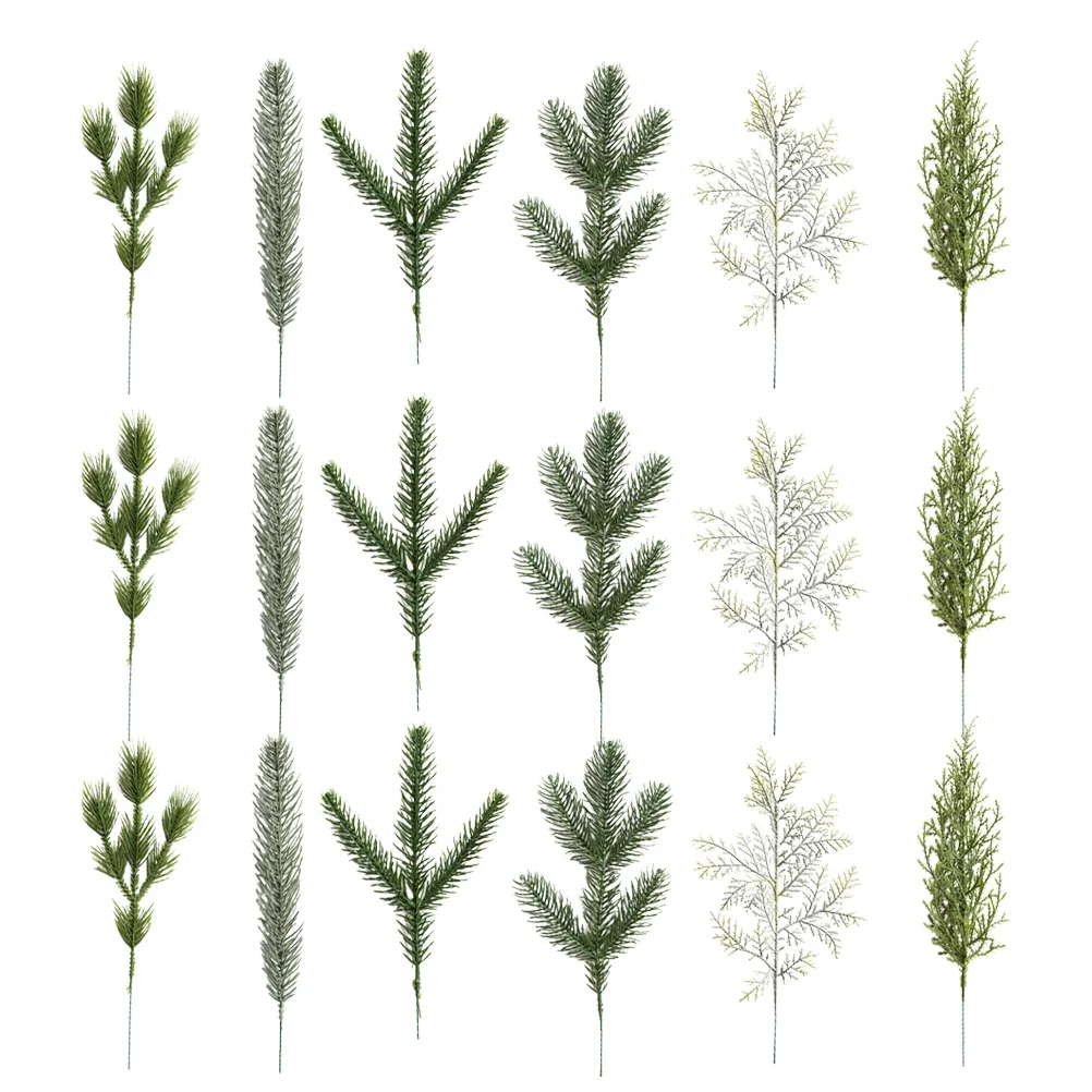 

18Pcs Artificial Leaves Decor Premium Lifelike Christmas Pine Needle Cypress Branches for Home Wedding Party Holiday Decoration