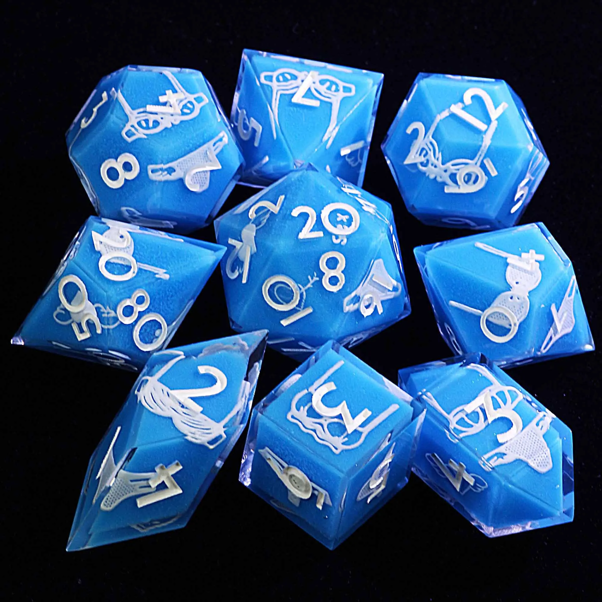 

9 Polyhedral Resin Set of DnD Dice Beach Temptation