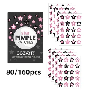 80/160pcs Star Acne Patch Set – Various Sizes, Alcohol-Free, Gentle Deep-Cleansing, Invisible & Safe for Sensitive Skin