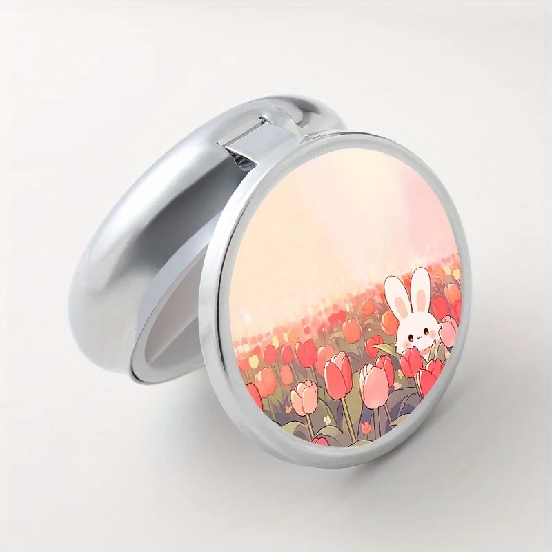 Round Pill Box with Rabbit and Floral Pattern, 3-Compartment Pill Case, Portable Jewelry Storage Box for Earrings and Necklaces, Mini Exquisite Jewelry Organizer, Pill Box, Mini Portable Sealed Pill Case, Multi-Compartment Storage, Portable Daily Pill Box, Suitable for Birthday, Party, Anniversary, Christmas, Halloween Gifts, Ideal Gift for Family, Friends, Partners, Girlfriends