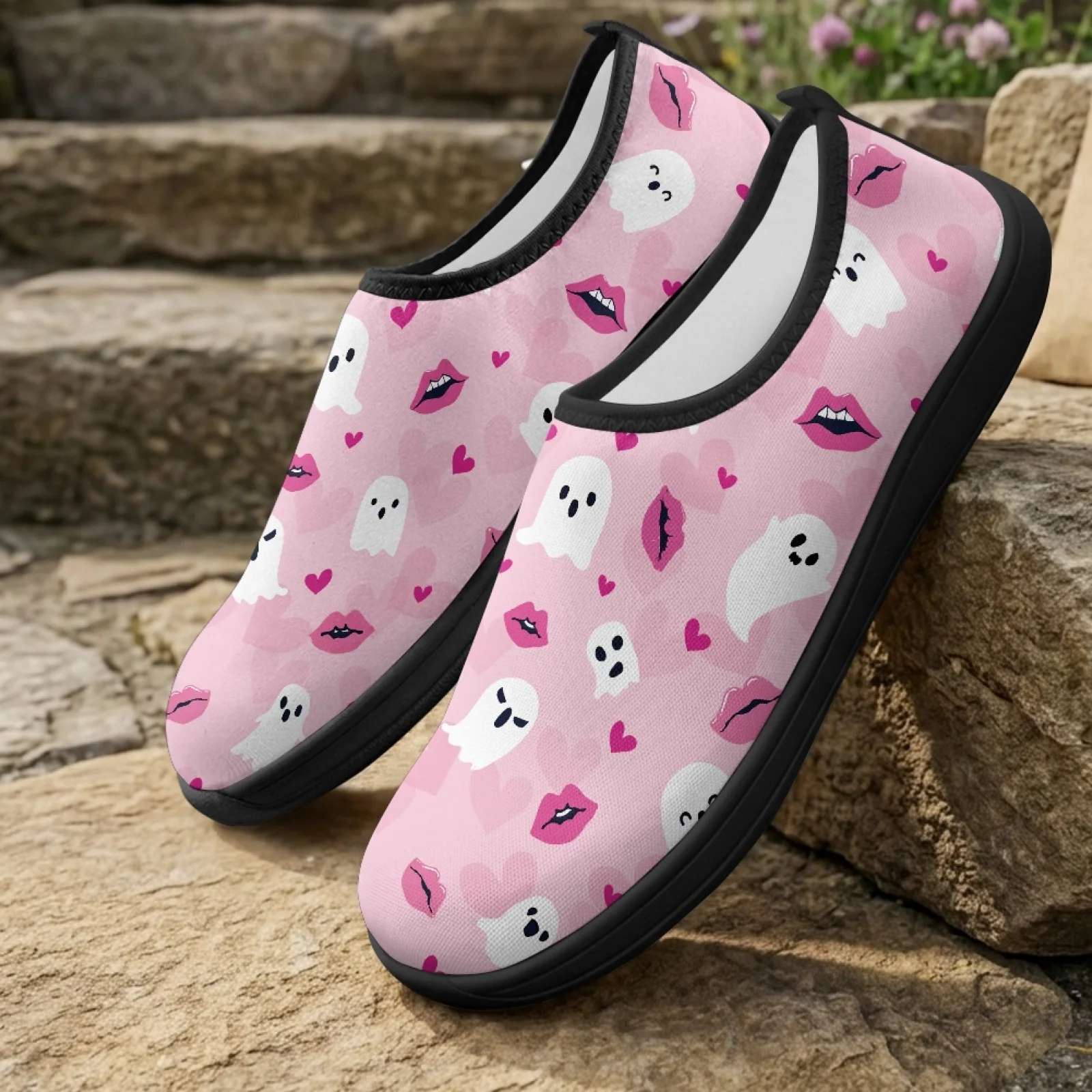 PENSTROLL Ghost Lips Print New Design Lightweight Running Sneakers for Men Polyester & EVA Walking Sneakers Hiking Shoes