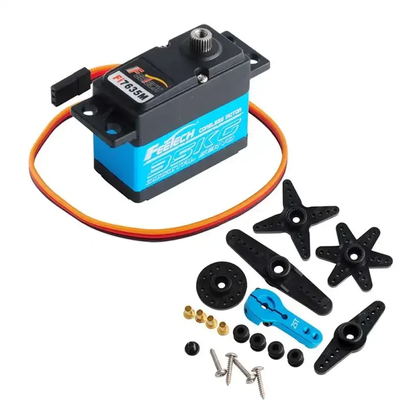 มอเตอร์ไร้แกน Feetech Fi7635M 35 กก. เซอร์โวมอเตอร์ดิจิตอล 180 องศา พร้อมเกียร์โลหะอะลูมิเนียม สำหรับ Arduino รถสมาร์ท DIY หุ่นยนต์ เครื่องบิน ของเล่น