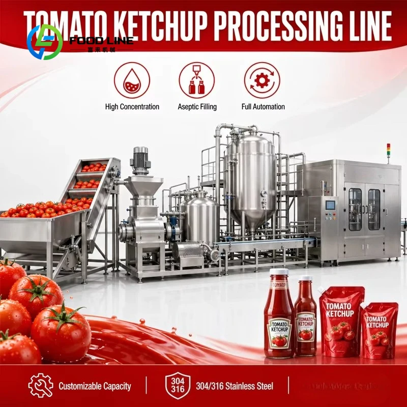 Customized  Large‑capacity Tomato Paste Production Line Automatic Complete Set Tomato Ketchup Sauce Making Processing Machine