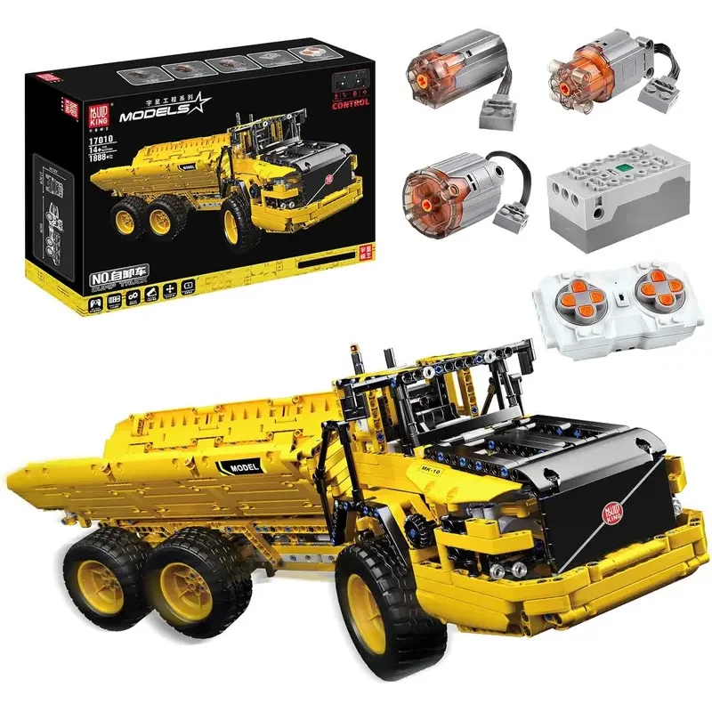 ตัวต่อ Mould King 17010 รถบรรทุกเทคนิค 6x6 ขับเคลื่อนด้วยรีโมทคอนโทรล ชุดของเล่นตัวต่อรถดัมพ์