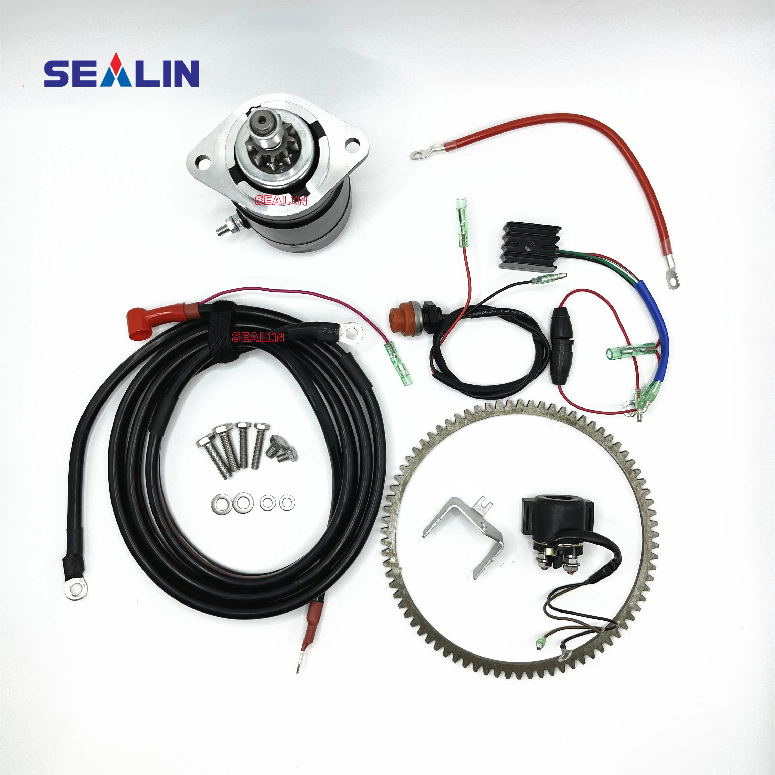 ME30 ME30MH ELECTRIC START CONVERSION KIT FOR MERCURY MARINE 2 STROKE 25HP 30HP OUTBOARD STARTER MOTOR RELAY SWITCH RING GEAR