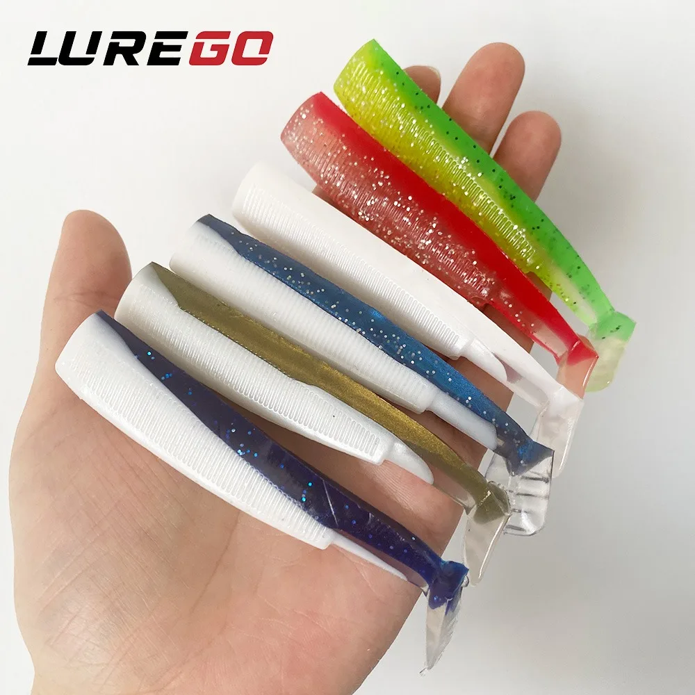 5PCS  Handmade 3-Color T-Tail Soft Plastic Lures -9.5cm/7cm Dual Size - 6 Color Options Slow Sink Swimbait for Bass Fishing
