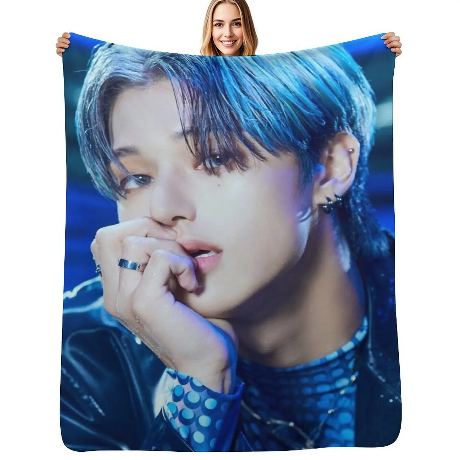 Wooyoung ATEEZ Deja Vu Throw Blanket All Season Lightweight Soft Blanket for Bed