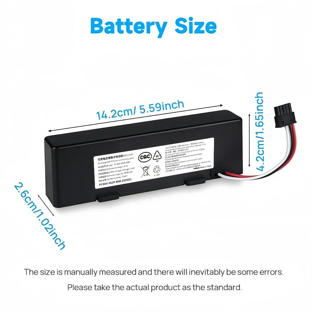 5600mAh 14.8V Replacement Battery for Xiaomi Mop, Mop 2s, Mop Pro, Conga 3290 3390 STYTJ02YM, Battery for Xiaomi Robot Vacumm