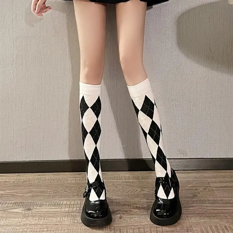 Y1AC 1 Paar Frauen Plaid Knie Socken Mädchen Nette Party Knie-hohe Strümpfe JK Japanischen Student