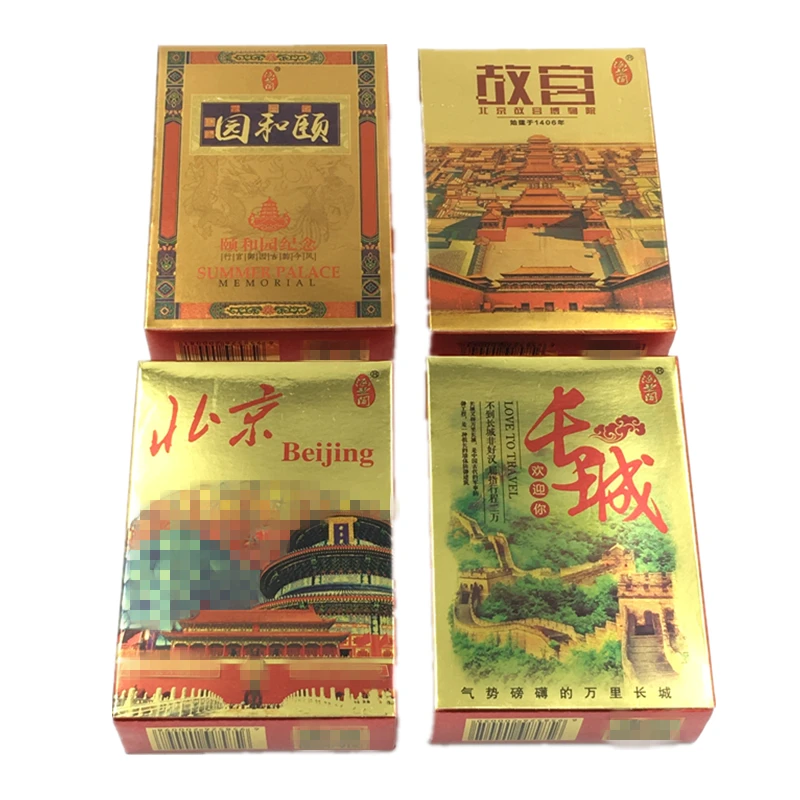 Beijing Travelling Souvenirs Gold foil plastic playing cards China Peking The Great Wall Summer Palace Tourist Souvenirs Poker