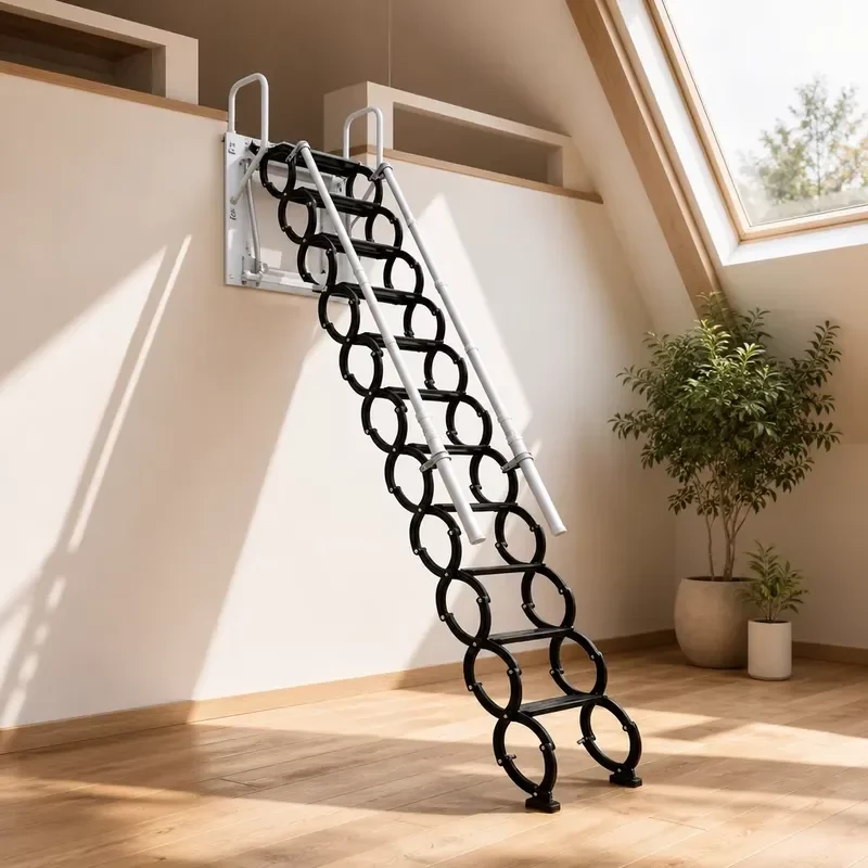 Wholesale Modern Titanium Magnesium Alloy Telescopic Attic Ladder Folding Loft Stairs Retractable Extension Ladder 300kg Load