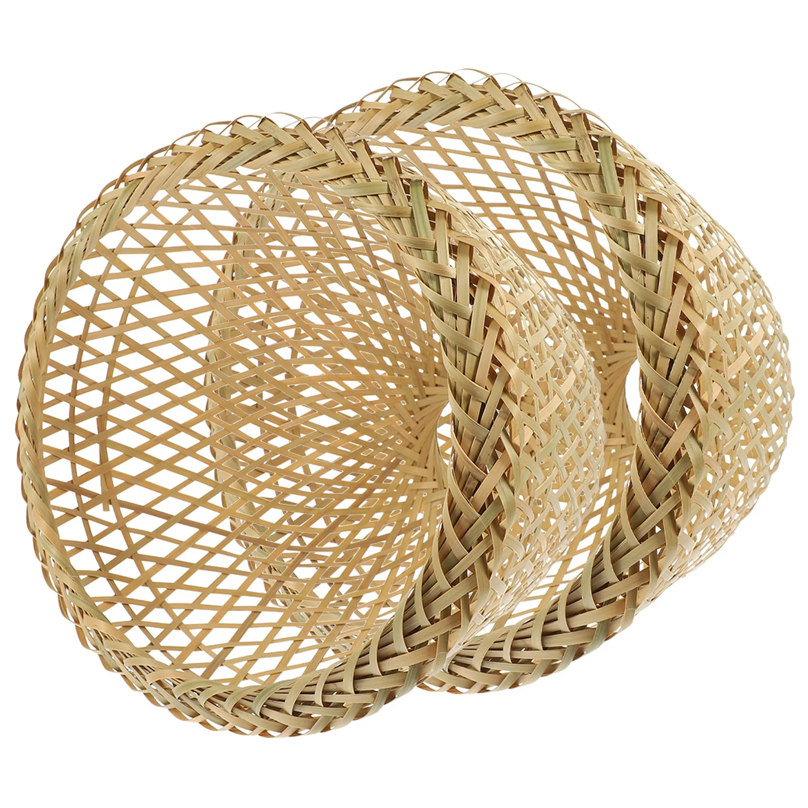 2Pcs Bamboo Lamp Shade Woven Light Diffusing Lampshade Replacement for Pendant Lights Ceiling Lamps Rustic Decorative