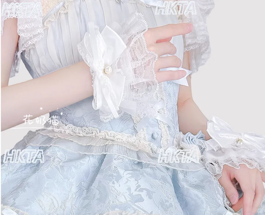

Kawaii Lolita универсальные кружевные чехлы с жемчужным бантом и рукавами, милые милые чехлы для девочек JK с белыми рукавами, аксессуары для женщин