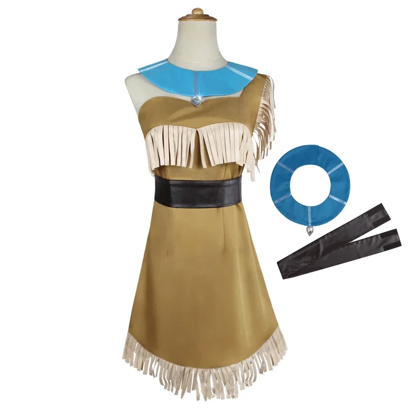 Disfraz de cosplay de Pocahontas, disfraz indio, disfraz de princesa, disfraz de cosplay en stock