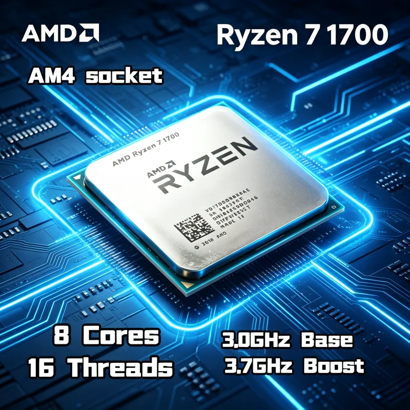 CPU AMD Ryzen 7 1700 de 3.0GHz, Ocho Núcleos, Dieciséis Subprocesos, 65W, AM4, R7 1700, Sin Embalaje, 4K Gaming Pro Max, Envío Rápido
