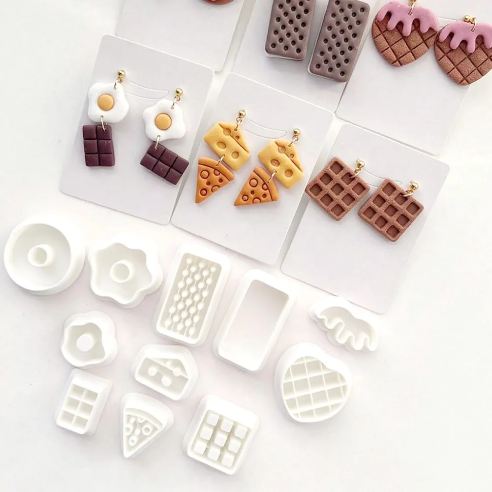 11-teiliges Set Snack-Themen-Modelliermasse-Ausstecher, Lebensmittelformen für DIY-Ohrringe, Töpferstempel & Basteldekoration