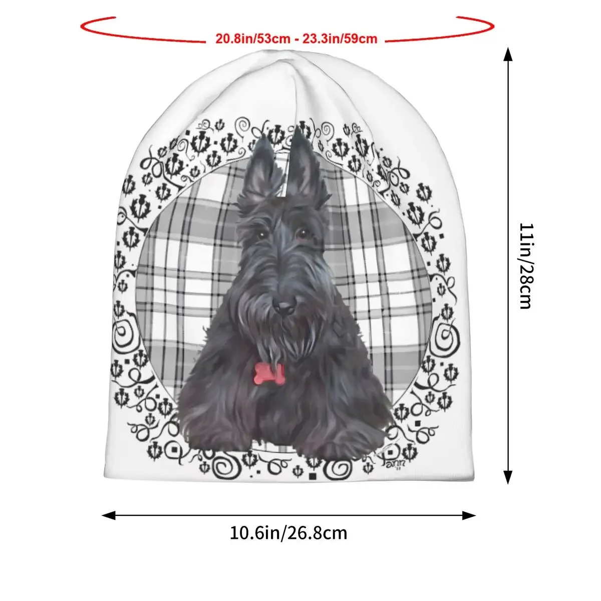 Skullies Beanies Caps Scottish Terrier On Tartan Square Bonnet Hats Men Unisex Ski Cap