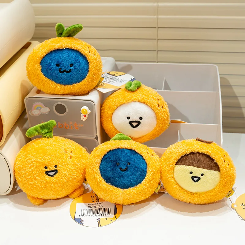 Kawaii laranja pingente de pelúcia brinquedo de pelúcia bonecas adorável bonito fruta chaveiro pingente saco telefone do carro chaveiros recheados