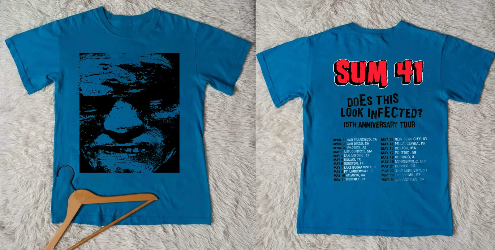 Does This Look Infected - Sum 41 Tour Gift For Fan 2-sides Blue T-shirt GC1667