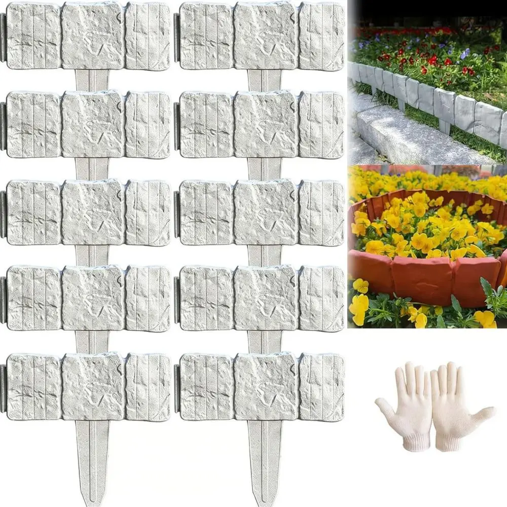 Decorative Stone Texture Garden Fence Landscape Edging Border For Backyard Lawn Patio Flower Bed Path Setup