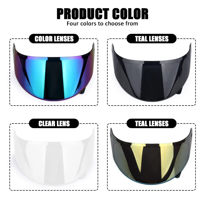 UCHOOSE Cat Ears Helmets Lenses for Heads-Up Helmets Transparent Mirror Black Mirror Coloured Mirror Gold Mirror