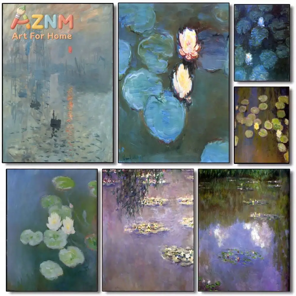 Claude Monet Art Sticky Posters Fancy Wall Sticker For Living Room Bar Decoration Vintage Decorative Painting