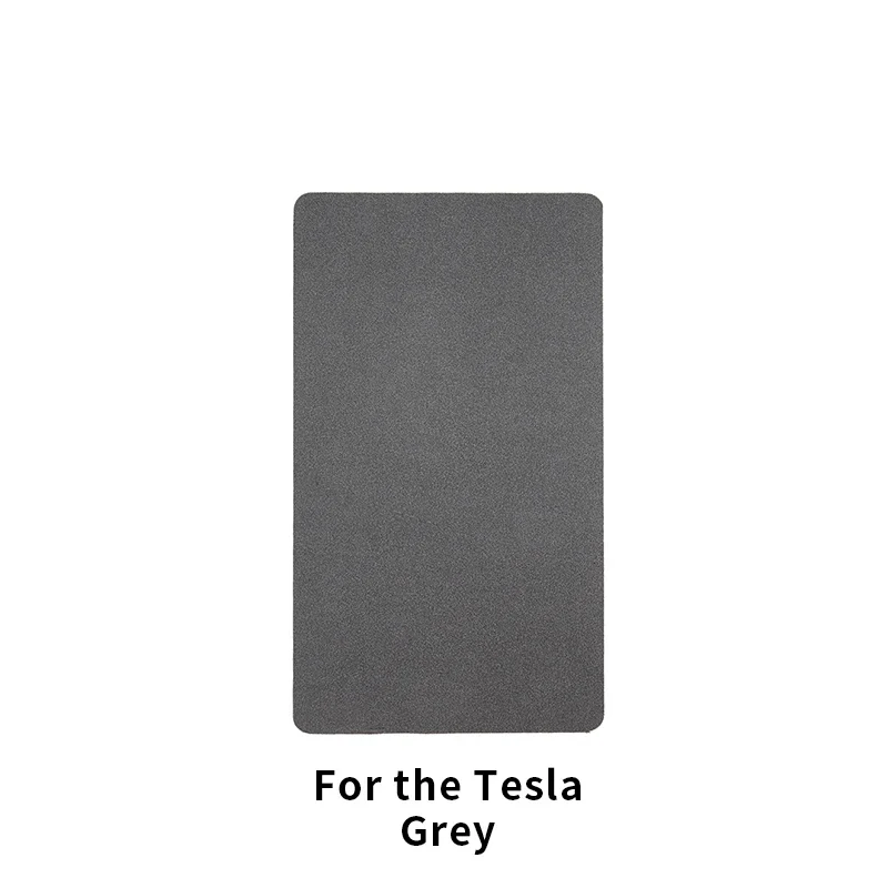 Gray Suede Armrest Box Pad for Tesla Updated Model 3/Y , Anti-Slip Center Cover with Carbon Flash Finish