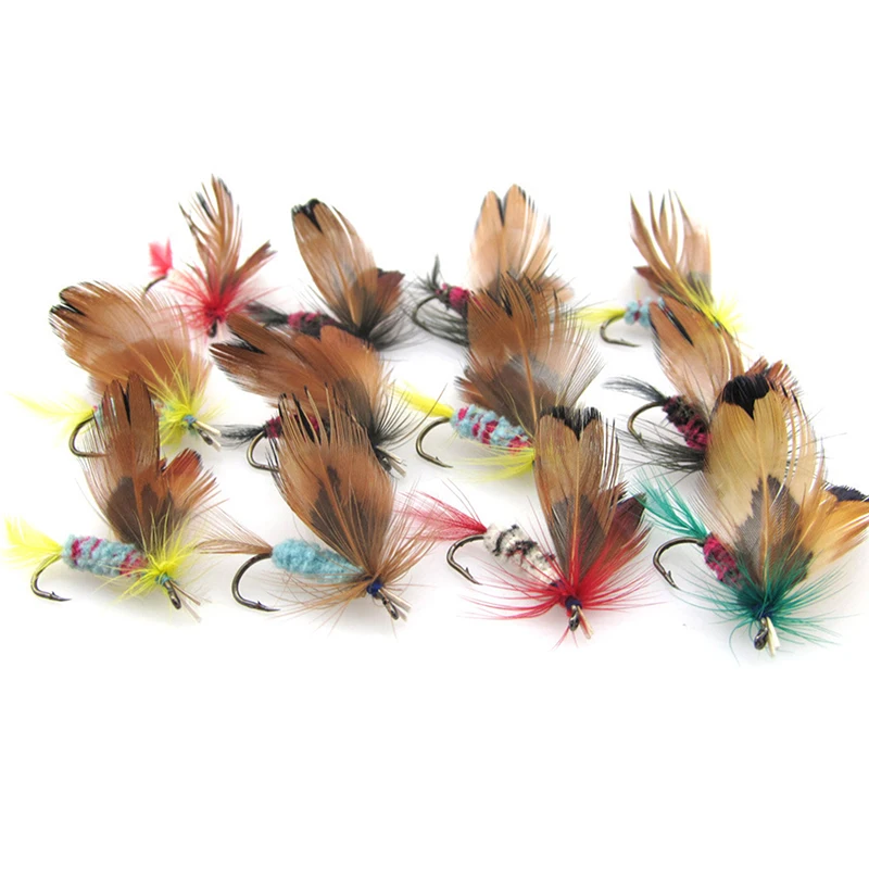 12pcs Natural Insects Flies Fishing Lures Set With Dry Fly Tying Sharpened Hook Fake Artificial Bait For Carp Trout Topwater
