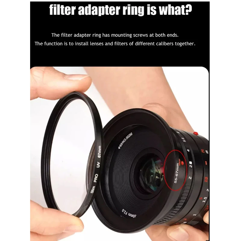 62mm-XXmm 62- Step-Up-Filterring 62-52 62-55 62-67 62-72 62-77 62-82 MM Step-Up-Adapter Schwarz für Sony Canon Nikon DSLR-Kamera