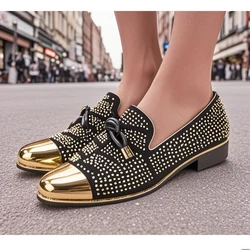 Autumn Metal Soup diamond COW LEATHER Luxurious Commercial affairs Customized Personality Party Socialize Shoes