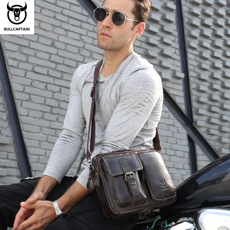 BULLCAPTAIN New Genuine Leather Men Crossbody Bag Male Briefcase Messenger Bag Casual Business Briefcase Style Men Shoulder Bag