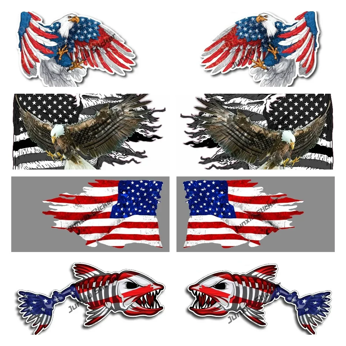 

American Flag Bald Eagle USA Decal Sticker Truck Vehicle Window Wall Anime Car Accessories Creative National Flag Stickers KK
