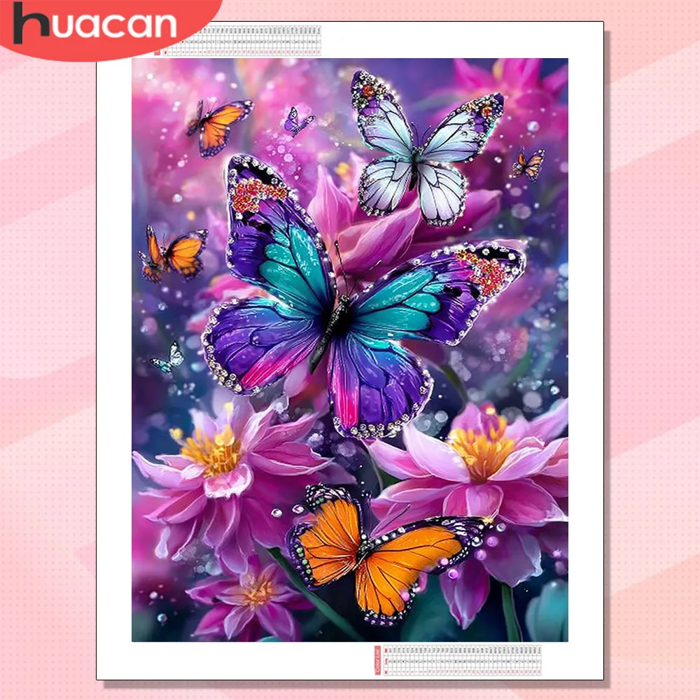 HUACAN Diamantmalerei Schmetterling Tier Diamantkunst Neu 2026 Mosaik Blume Hobby Kreatives Handwerk Heimdekoration