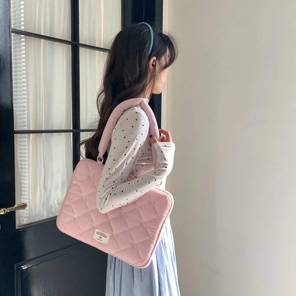 Embroidered Bow Business Briefcases Large Capacity File Folder Laptop Sleeve Case Bag Handbag Shoulder Bag Laptop Bag Commute