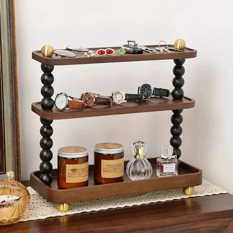 Medieval Style Luxury Wooden Kitchen Items Organizer, Cosmetic & Perfume Display Stand for Tea Cups & Coffee Mugs Storage Rack